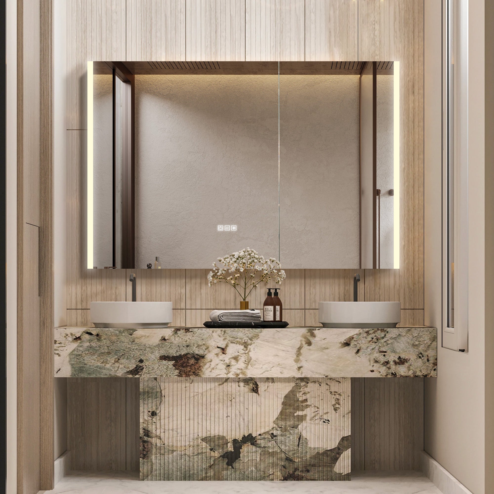 GLEVARA Custom LED Mirror Medicine Cabinet with Minimalist Design