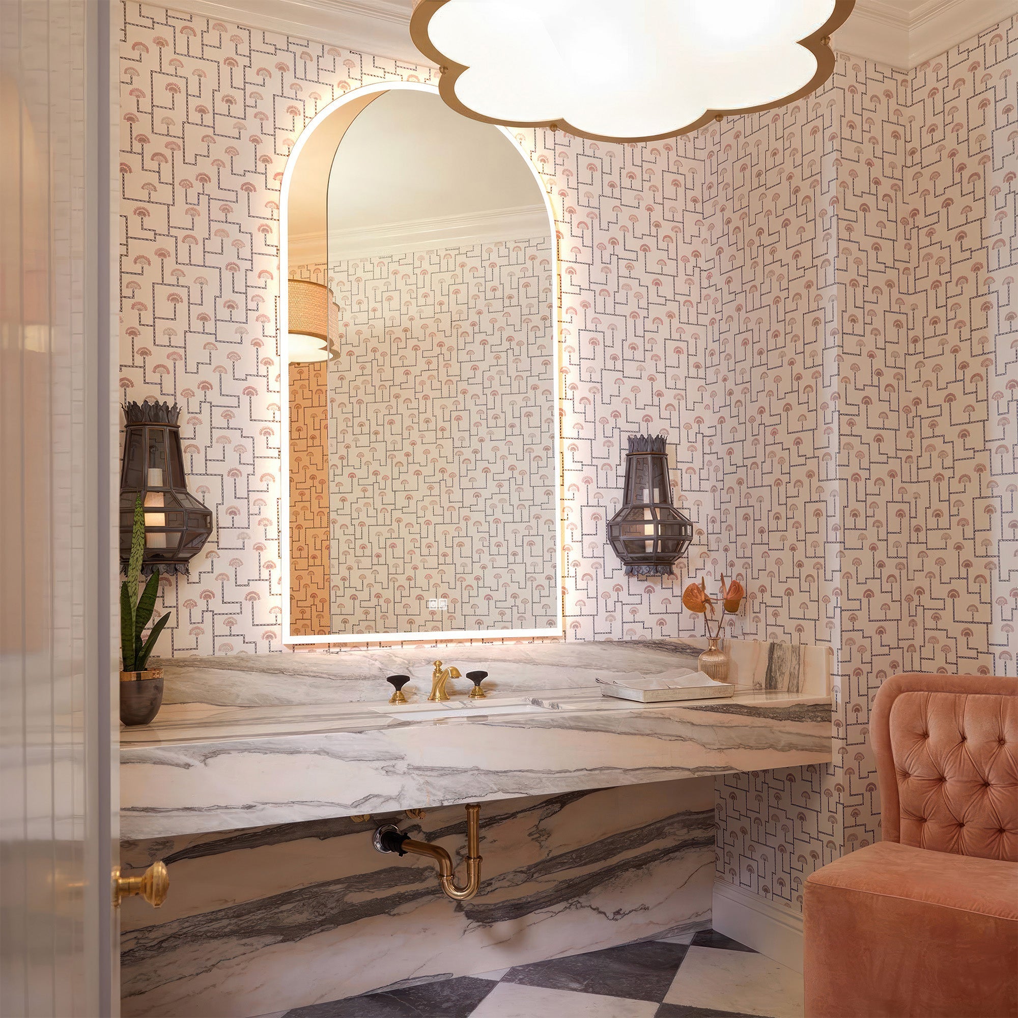 KALYKE Arched Custom LED Mirror with Edge Frosted