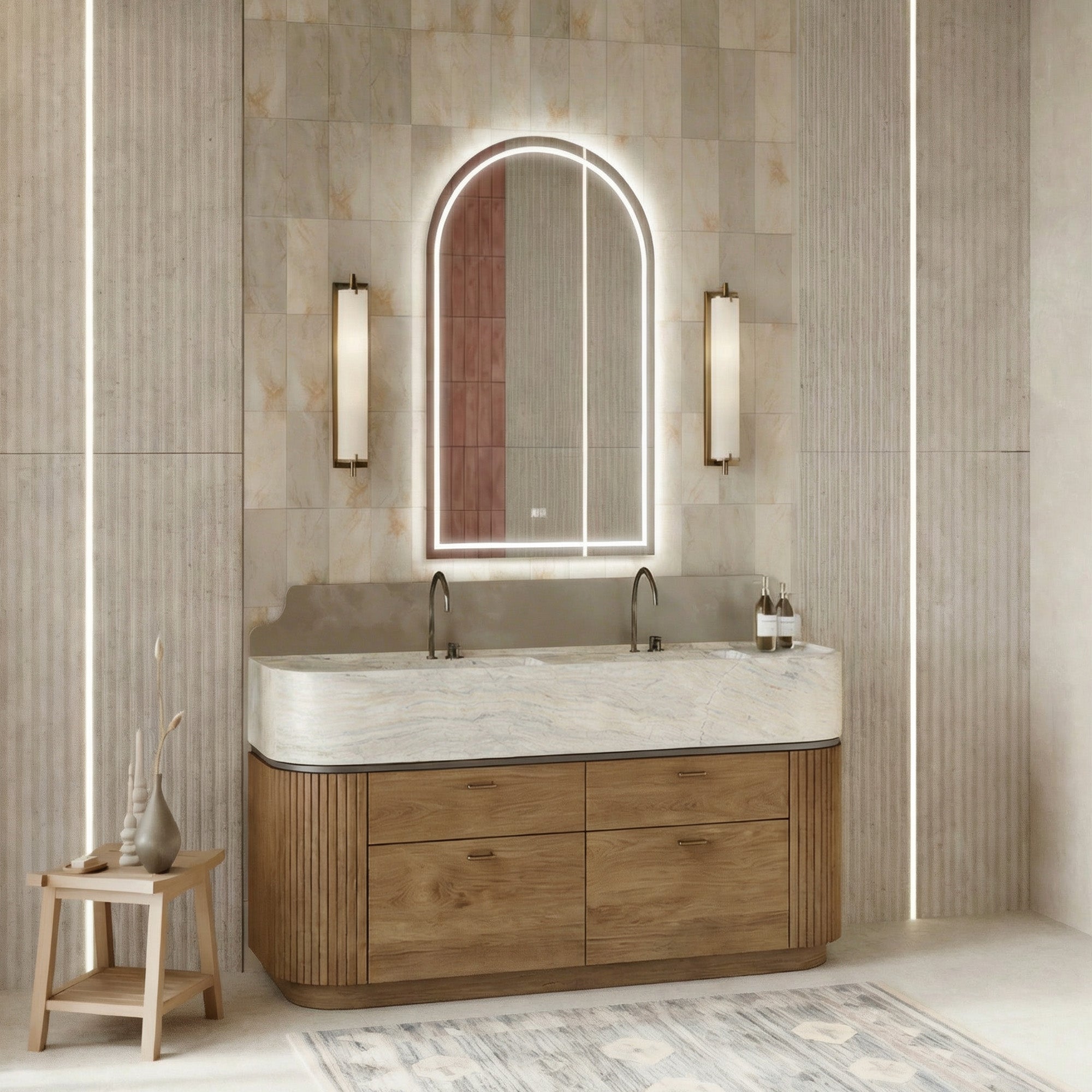 IYRA Arched Custom LED Mirror with Frosted Panel