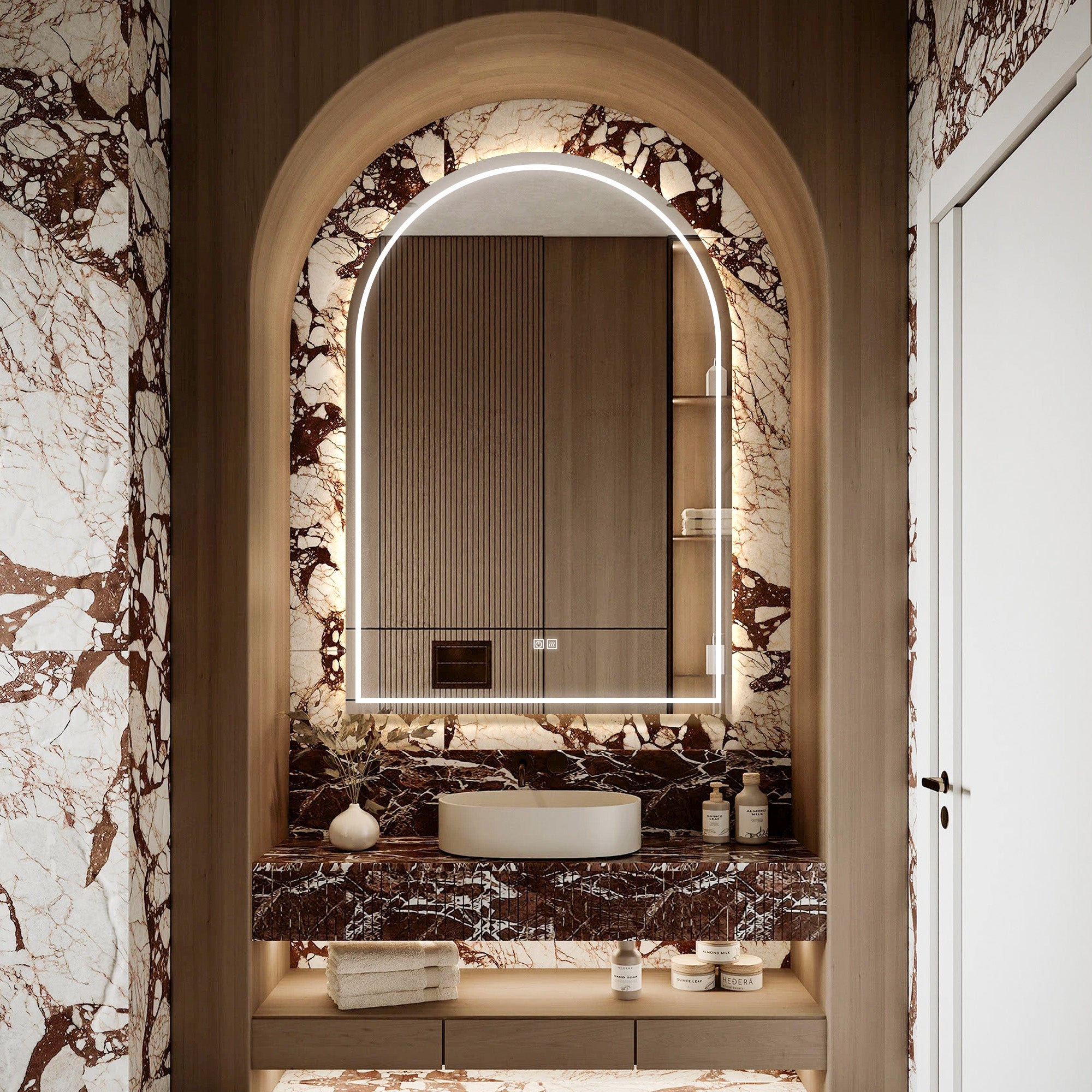 IYRA Arched Custom LED Mirror with Frosted Panel