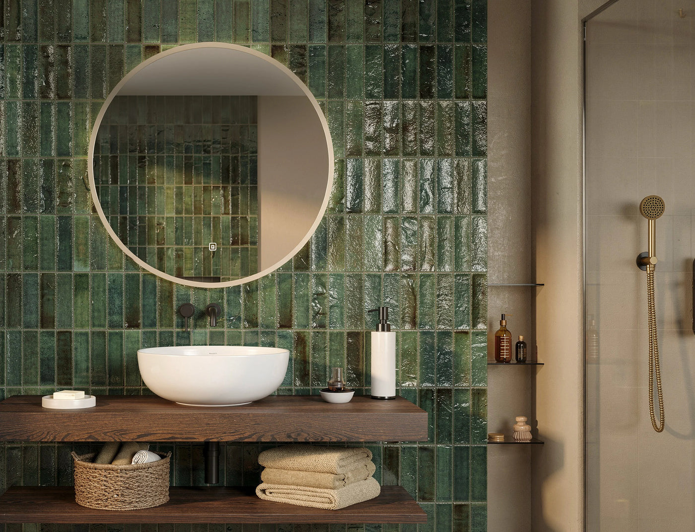 Custom LED mirror in bathroom