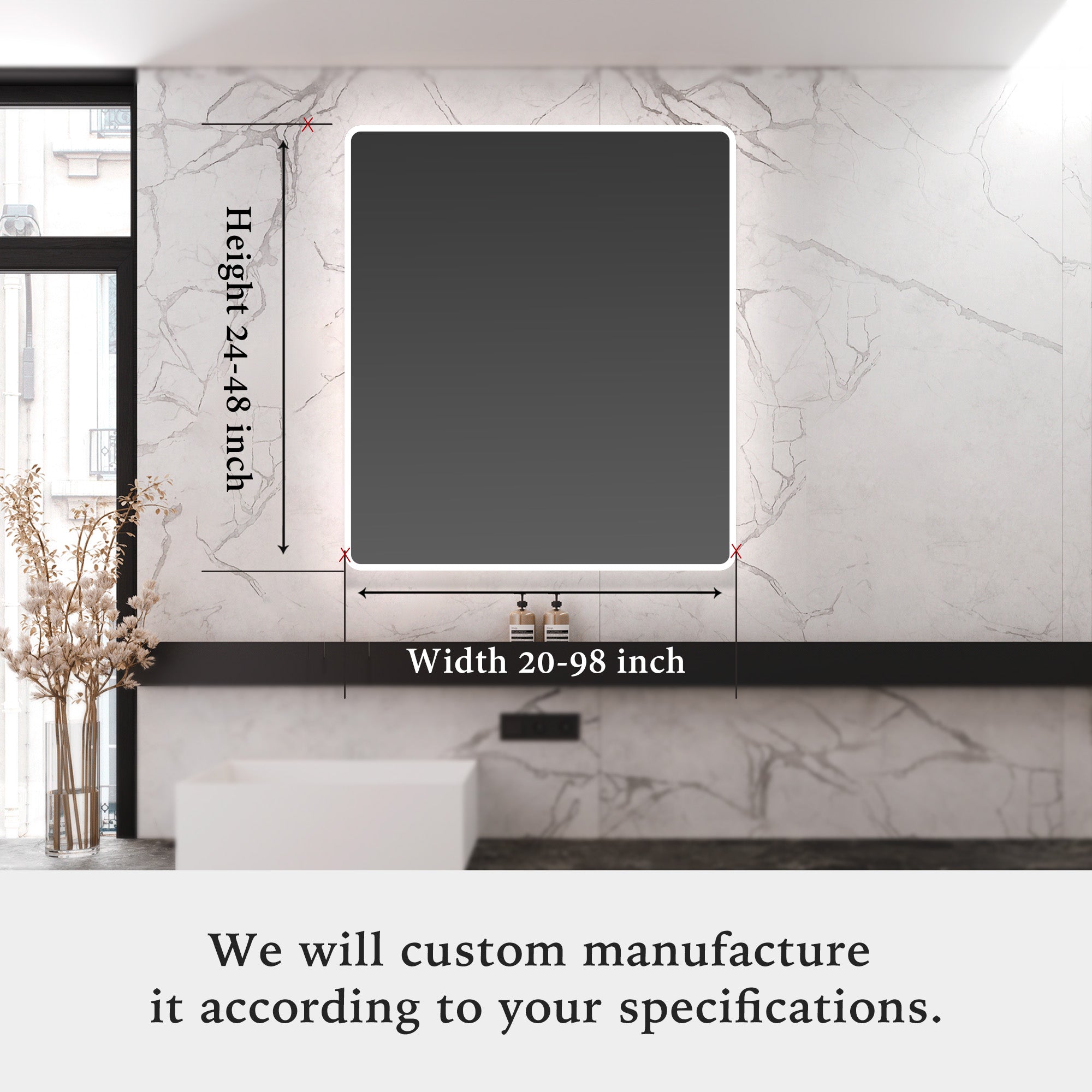 HIMALIA Customize LED Mirror with Edge Frosted