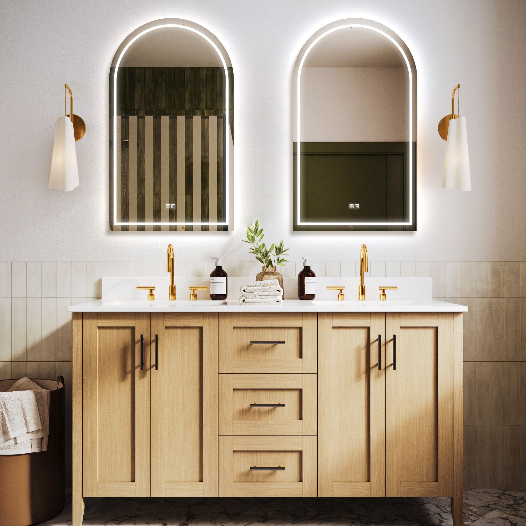 IYRA Arched Custom LED Mirror with Frosted Panel