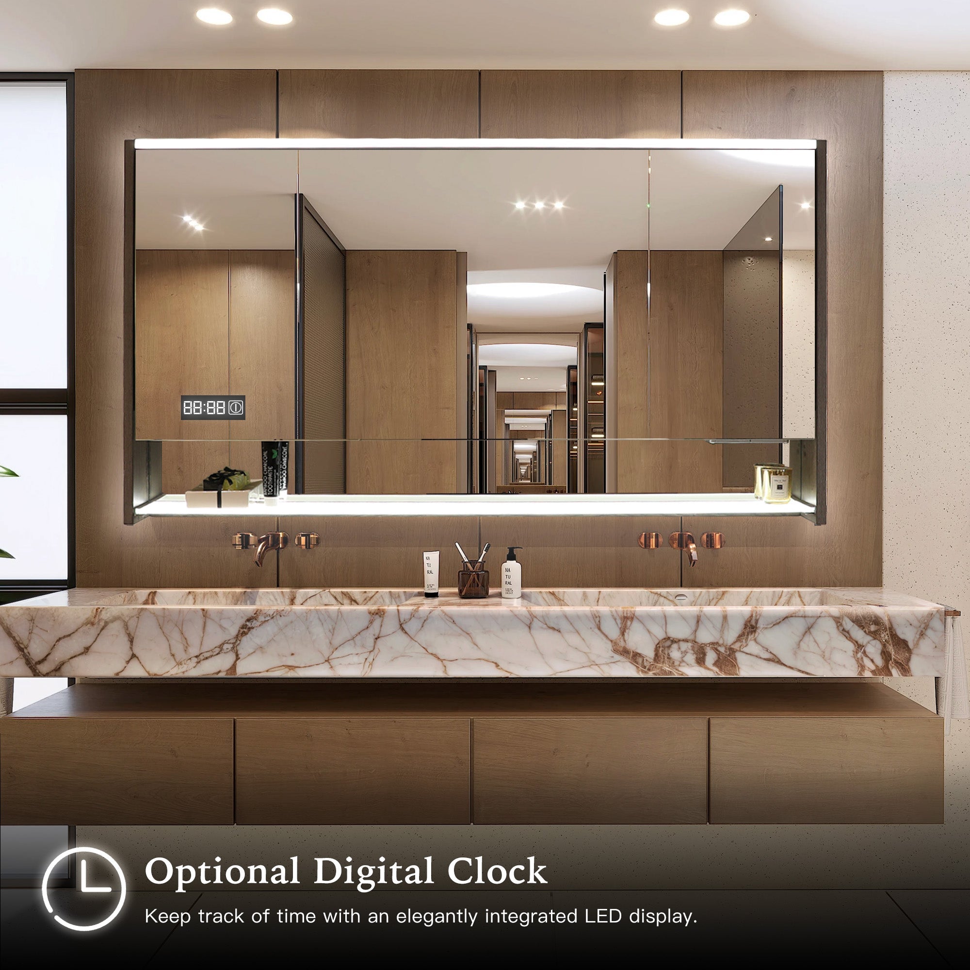 BRAVIA Custom Wooden LED Mirror Medicine Cabinet with Wide Light Design